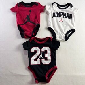 Jordan Newborn 3 Piece Bodysuit Set Jumpman 23 Red Black White Onesies
